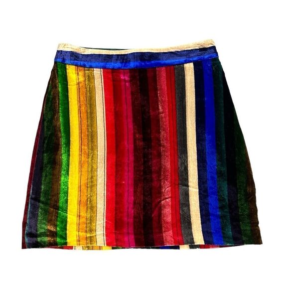 Milly Modern Mini Skirt in Velvet Rainbow Stripes Small 4/6 (Estimated) - Picture 2 of 10